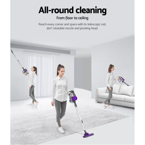 Devanti Stick Vacuum Cleaner Handheld Corded 450W Purple - Image 5