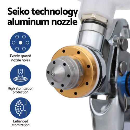Giantz Spray Gun Paint Gun HVLP Gravity Feed 1.4mm 1.7mm 2.0mm Nozzles Included - Image 5