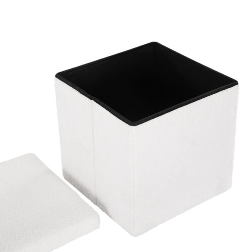 Artiss Ottoman Storage Foot Stool Vanity Square Teddy - Image 3