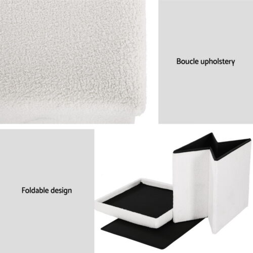 Artiss Ottoman Storage Foot Stool Vanity Square Teddy - Image 6