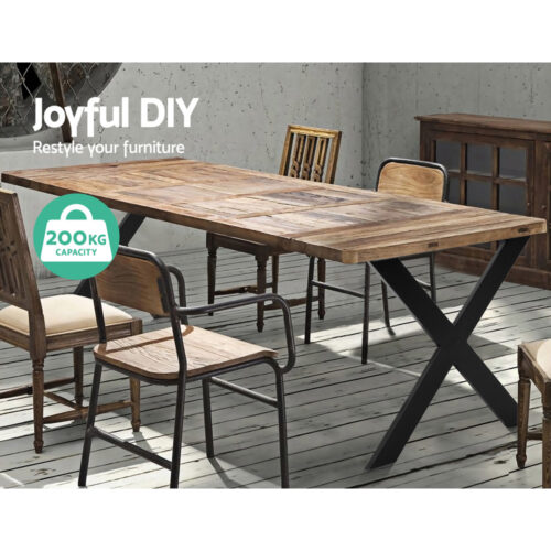 Artiss Metal Table Legs DIY X-shaped 71X60CM Set of 2 - Image 5