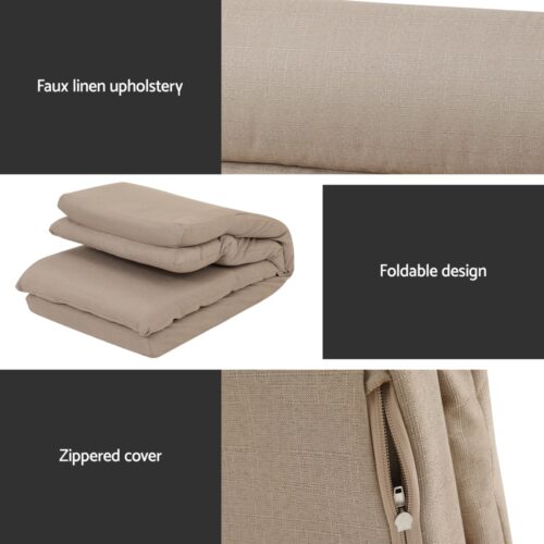 Artiss Floor Chair Sofa 1 Seater Linen Beige - Image 6