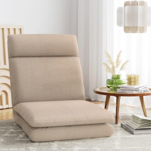 Artiss Floor Chair Sofa 1 Seater Linen Beige - Image 7