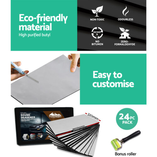 Weisshorn Butyl Car Sound Deadener Deadening Insulation Material with Application Roller 32CM X 50CM X 24pcs - Image 4