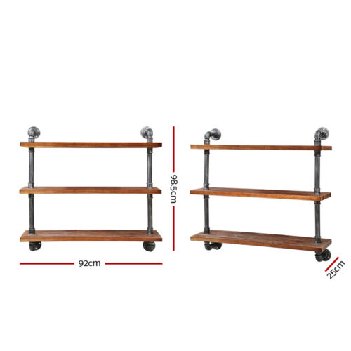 Artiss Floating DIY Pipe Shelf 3 Tiers - ISSA - Image 2