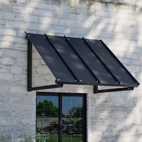 Instahut Window Door Awning Canopy 1mx1.2m Black Metal Frame - Image 5