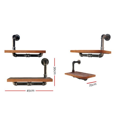 Artiss Floating DIY Pipe Shelf 3 Tiers - IONA - Image 2