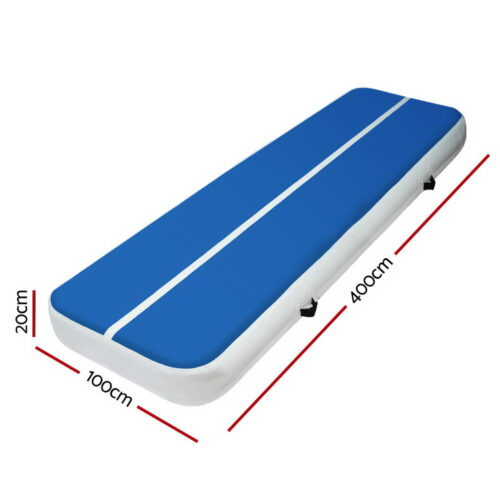 4m x 1m Inflatable Air Track Mat 20cm Thick Gymnastic Tumbling Blue And White - Image 2