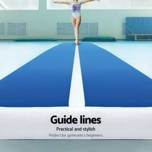 4m x 1m Inflatable Air Track Mat 20cm Thick Gymnastic Tumbling Blue And White - Image 4