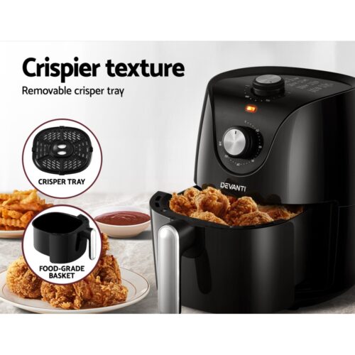 Devanti Air Fryer 2.5L Knob Fryers - Image 7