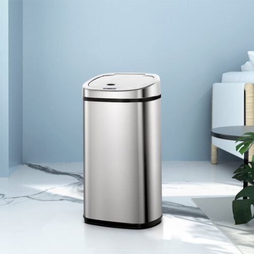 Devanti 50L Motion Sensor Bin Rubbish Automatic Silver - Image 8