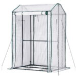 Green Fingers Mini Greenhouse PE Cover Green House Roll-Up Zippered Door 1.0x0.8x1.5M