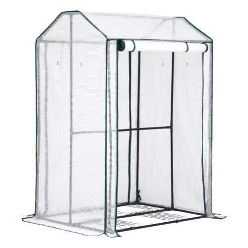 Green Fingers Mini Greenhouse PE Cover Green House Roll-Up Zippered Door 1.0x0.8x1.5M - Image 3
