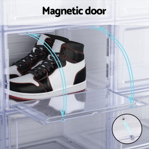 Artiss Shoe Box Rack DIY Set of 2 Stackable Magnetic Door - Image 7