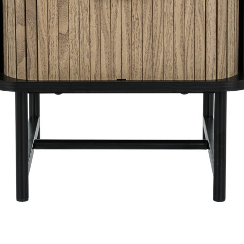 Artiss Bedside Table Side End Table Slidng Doors Storage Nightstand Black BORIS - Image 4