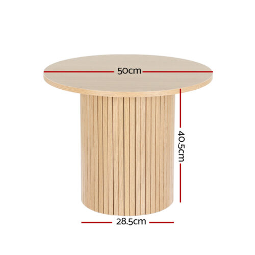 Artiss Coffee Table Round Fluted Base PIIA - Image 2