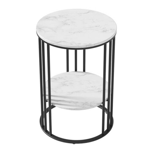 Artiss Coffee Table 2-Tier Round Marble Effect - Image 3
