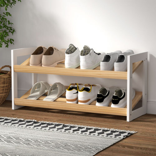Artiss Shoe Rack 2 Tier 6 Pairs White Kara - Image 8