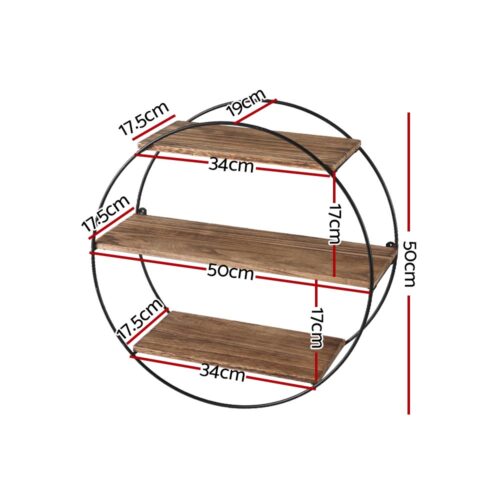Artiss Floating Wall Shelf Round 3-Tier - Image 2