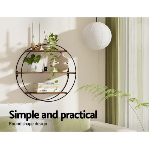 Artiss Floating Wall Shelf Round 3-Tier - Image 5