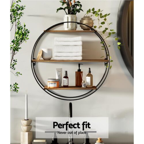 Artiss Floating Wall Shelf Round 3-Tier - Image 6