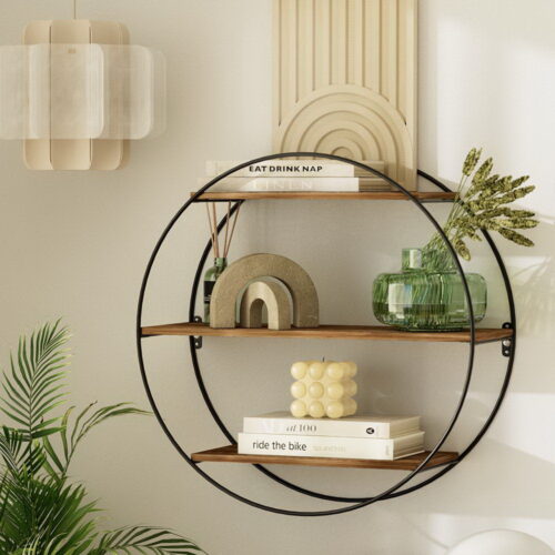 Artiss Floating Wall Shelf Round 3-Tier - Image 8