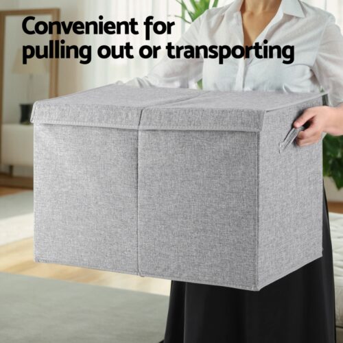 Keezi Large Toy Box Chest Storage with Flip-Top Lid Foldable Organizer Bins Grey - Image 5