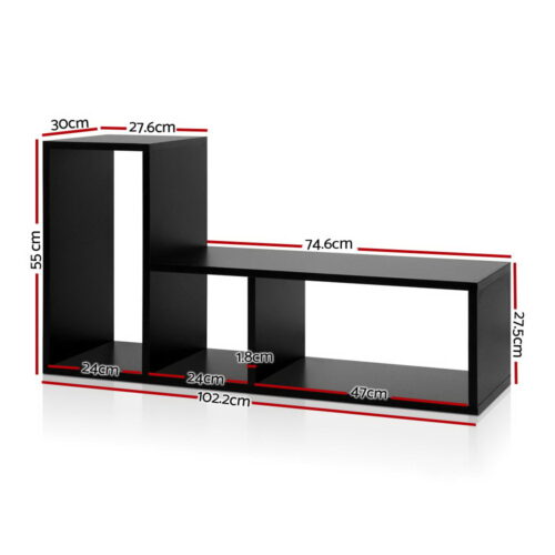Artiss Bookshelf L Shape DIY - Black - Image 2