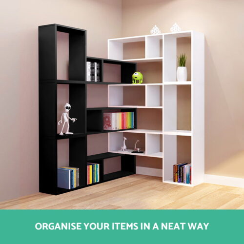 Artiss Bookshelf L Shape DIY - Black - Image 4