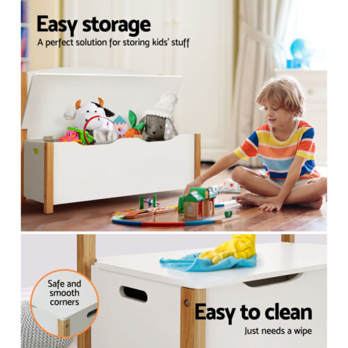 Keezi Kids Toy Box Chest Storage Blanket Children Organiser Seating Bench - Image 5