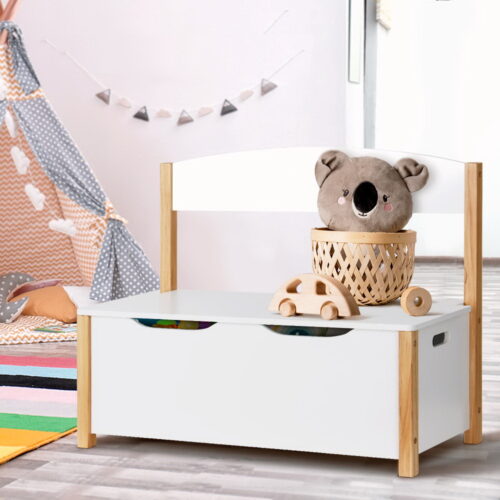 Keezi Kids Toy Box Chest Storage Blanket Children Organiser Seating Bench - Image 8