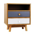Artiss Bedside Table 2 Drawers with Shelf - BERTHA Oak