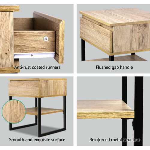 Artiss Bedside Table 1 Drawers with Shelf - CASEY - Image 6