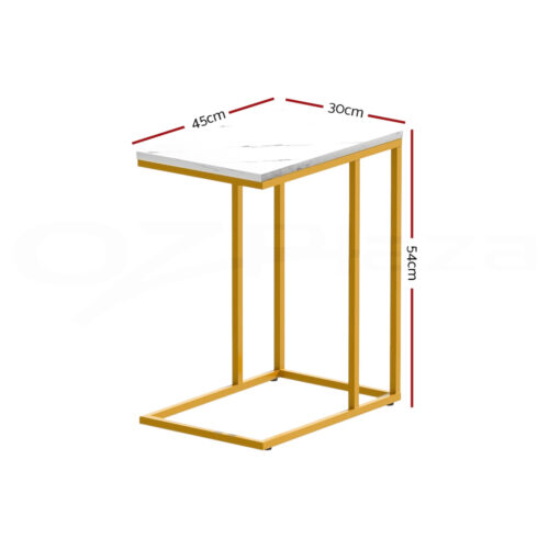 Artiss Coffee Table Side Table Marble Effect Emma - Image 2