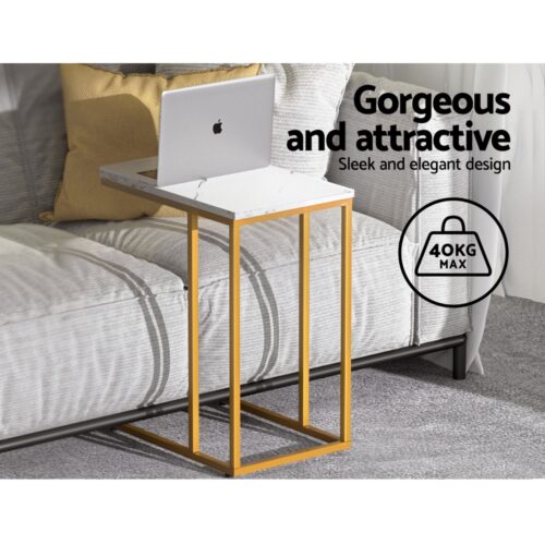Artiss Coffee Table Side Table Marble Effect Emma - Image 5