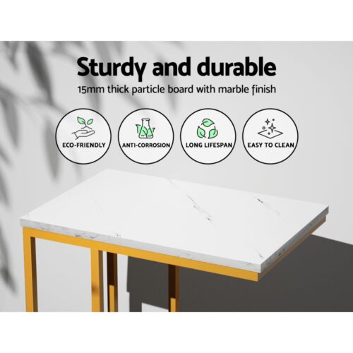 Artiss Coffee Table Side Table Marble Effect Emma - Image 6