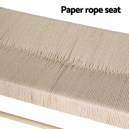 Artiss Dining Bench Paper Rope Seat Wooden Chair 100cm - Image 5