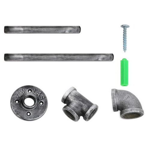 Artiss Floating DIY Pipe Shelf Metal Brackets Set of 2 - Image 6