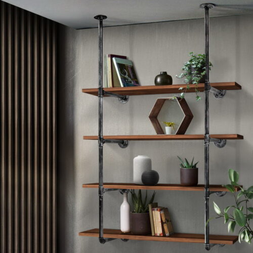 Artiss Floating DIY Pipe Shelf Metal Brackets Set of 2 - Image 9