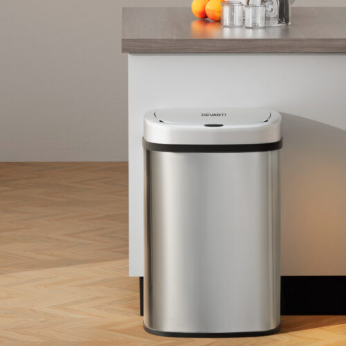 Devanti 50L Sensor Bin Motion Rubbish Automatic Silver - Image 7