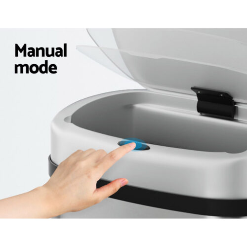 Devanti 60L Sensor Bin Motion Rubbish Automatic Silver - Image 5