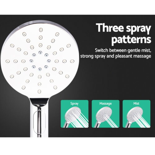 Cefito 9'' Rain Shower Head Set Handheld Round High Pressure Black - Image 7