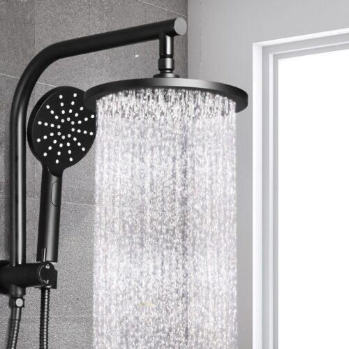 Cefito 9'' Rain Shower Head Set Handheld Round High Pressure Black - Image 8