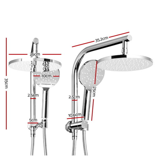 Cefito 9'' Rain Shower Head Set Handheld Round High Pressure Chrome - Image 2