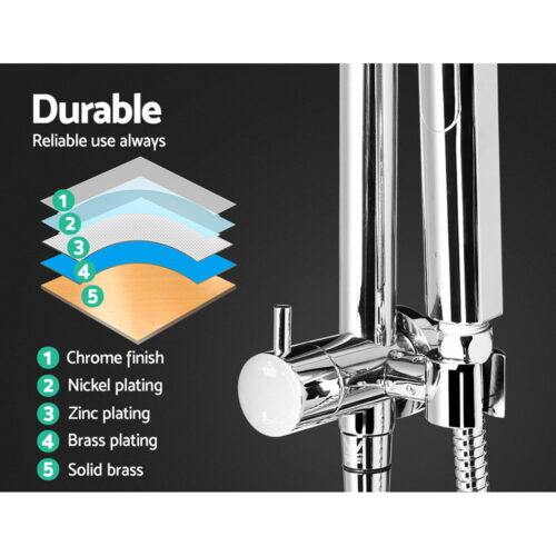 Cefito 9'' Rain Shower Head Set Handheld Round High Pressure Chrome - Image 5