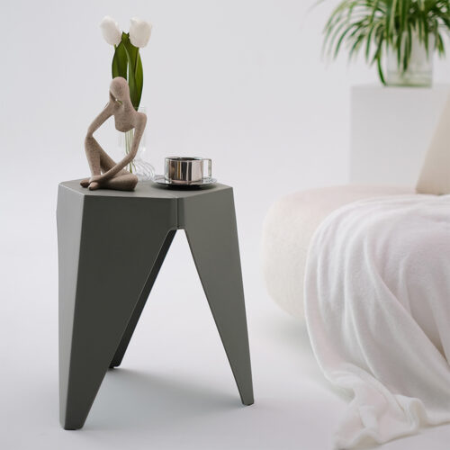 Artiss 2x Bar Stools Puzzle Plastic Foot Stool Grey - Image 5
