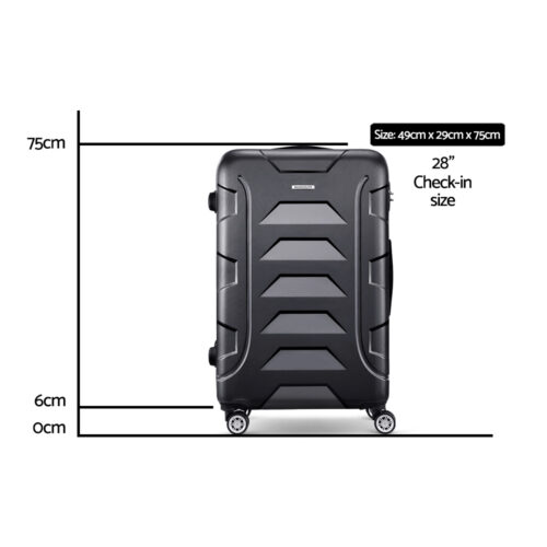 Wanderlite 28 Inch Luggage with TSA Lock Spinner Travel Suitcase Carry On Hard Shell Luggage Case Black - Image 2