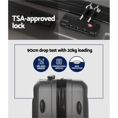 Wanderlite 2Set 20 Inch Luggage Case with 12 Inch Handheld Luggage Box Hard Shell Travel Suitcase TSA Lock Dark Grey - Image 4