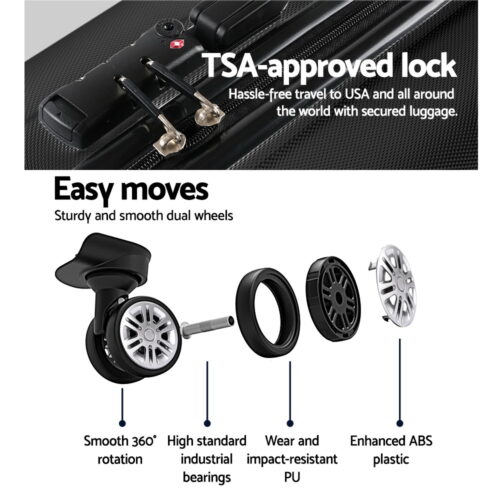 Wanderlite 28 Inch Luggage with TSA Lock Spinner Carry On Hard Shell Travel Suitcase Luggage Case Black - Image 5