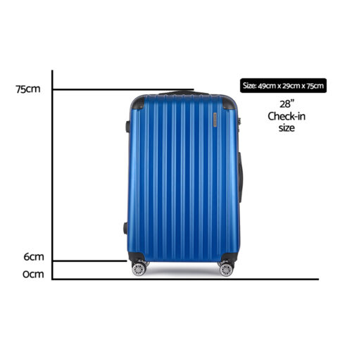 Wanderlite 28 Inch Luggage with TSA Lock Spinner Carry On Hard Shell Travel Suitcase Luggage Case Blue - Image 2
